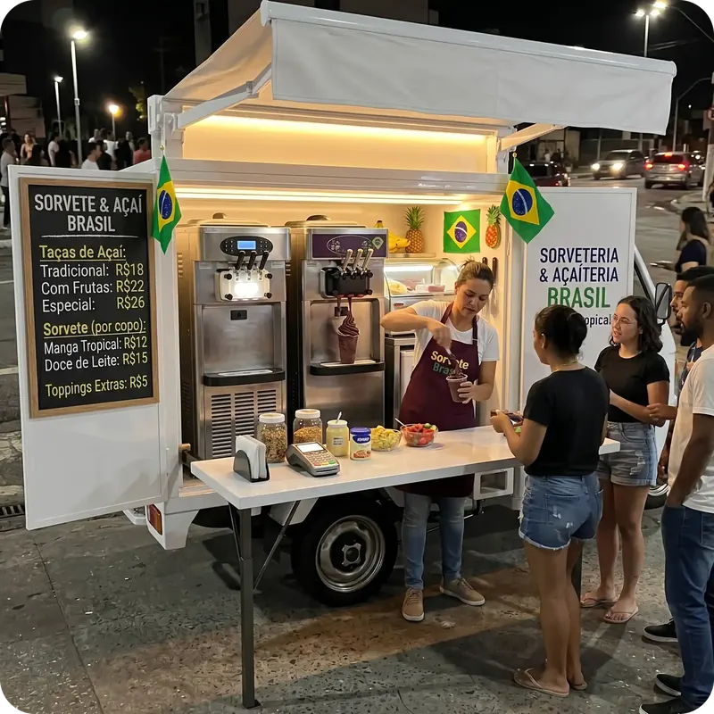 Food tuk elétrico em operação