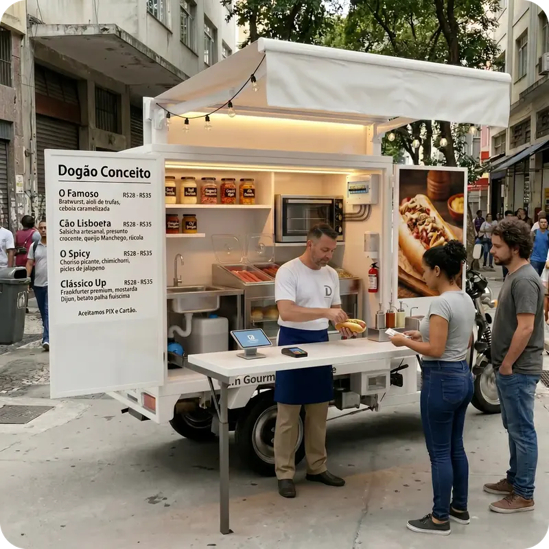 Detalhes de um mini food truck personalizado